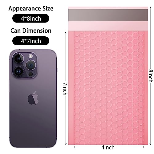 packbabol Bubble Mailers, 4x7 Inch Padded Bubble Mailers Pack of 50 Bubble Envelopes Opaque Self Seal Adhesive Waterproof Bags for Shipping and Packaging (Pink, 4x7-50) - color: pink, size: 4x7-50Pc