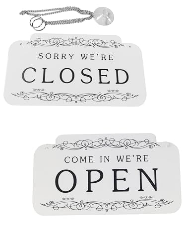 Open and Closed Business Sign Plastic Signboards Double Sided Reversible Open and Closed Hanging Sign for Store Restaurant Club Cafe Hotel