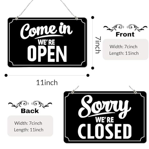 Business Hours Sign with Open Closed Sign for Business Store Hours Sign for Glass Door Window with Vinyl Stickers for Office Restaurant Retail Store Salon Gymnastics Studio 12 x 8 in