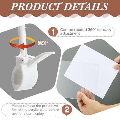 3 Pcs Acrylic Clip on Sign Holder with Clamp 5.5 x 7 Inch - size: 5.5 x 7 Inch