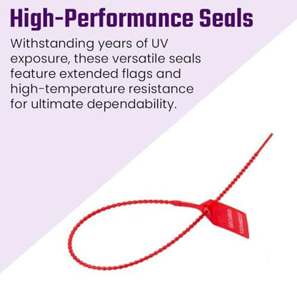Beaded Pull Tight Security Seals - Adjustable, UV Resistant, High-Density Polyethylene Seals for Secure Locking - 15" Length, 100-Pack, Blue - color: Blue, size: 15" (100 Pack)