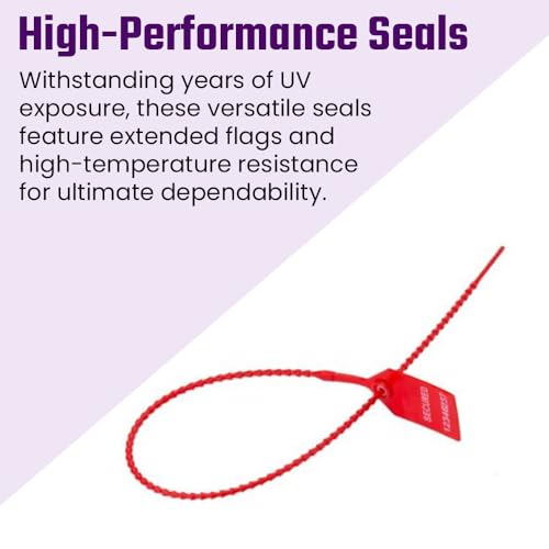 Beaded Pull Tight Security Seals - Adjustable, UV Resistant, High-Density Polyethylene Seals for Secure Locking - 18" Length, 1000-Pack, Red - color: Red, size: 18" (1000 Pack)