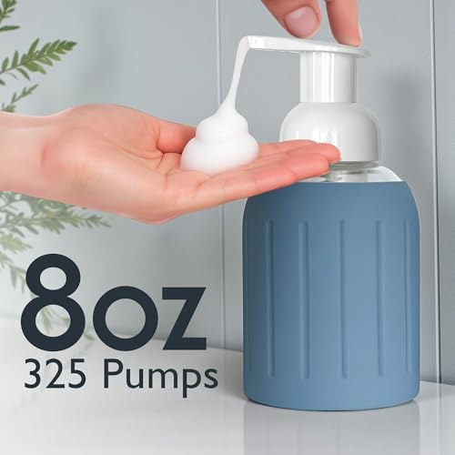 Foaming Glass Hand Soap Dispenser Pump Slate Blue 8oz - color: Slate Blue