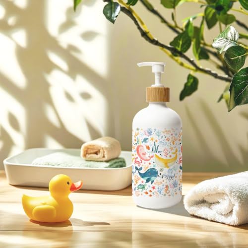 Beach Ocean Animal Glass Soap Dispenser with Pump - color: Ocean Animal