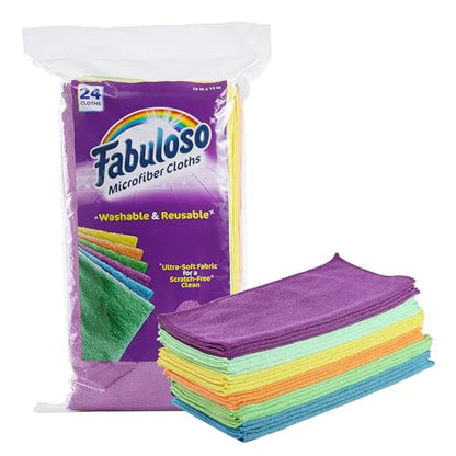 Fabuloso Microfiber Cleaning Cloths, Rainbow, 13x13 in, 24 Count - color: Rainbow, size: 24 Count (Pack of 1)