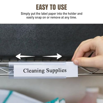 Lenink 20Pcs Wire Shelf Label Holders,Plastic Wire Rack Label Holder Compatible with Metro and Nexel 1-1/4in Shelves,Label Area 6in Lx1.25in H (Label Paper Not Included) (Pack of 2) - color: Transparent, size: 6in (Pack of 2)