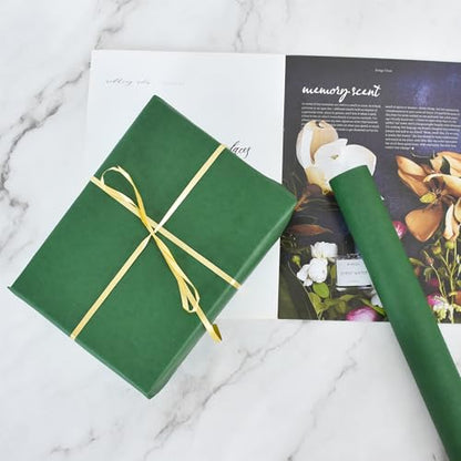 BEISHIDA Dark Green Gift Wrapping Paper Roll, 15in X 32ft Kraft Bulletin Board Paper Gift Wrap for Christmas Mother's Day Valentine's Day Graduation, Flower Wrap - color: darkgreen