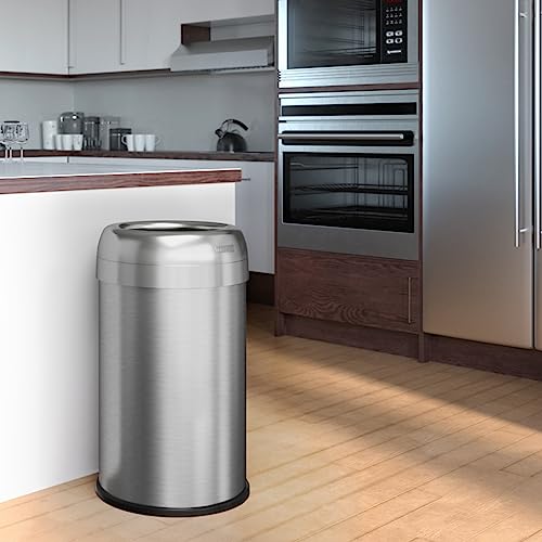 iTouchless 13 Gallon / 50 L Deodorizer Open Top Trash Can and Recycle Bin - color: Steel Silver 13 Gal Round
