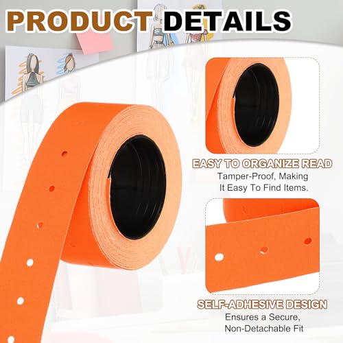 PATIKIL Pricing Labels Price Gun Labels Self-Adhesive 10 Rolls 5000pcs - color: Orange