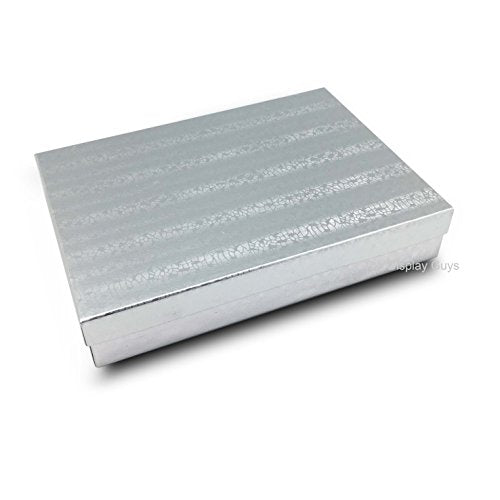 TheDisplayGuys 25 Cardboard Gift Jewelry Boxes w/Paddings #53-5.4x3.9x1 - color: Silver Foil