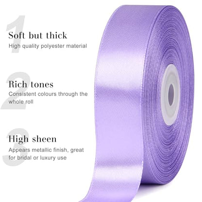 Light Purple Satin Ribbon, 1 Inch, 50 Yards - color: light purple