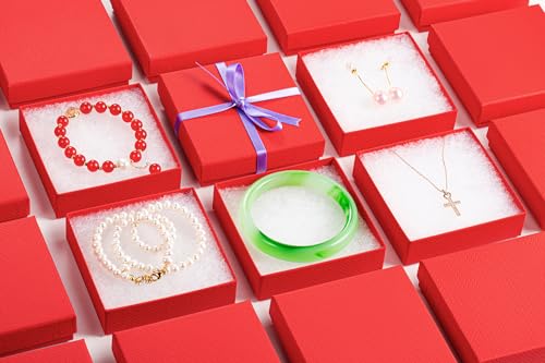GEFTOL Jewelry Gift Boxes 20 Pack 3.5x3.5x1 Inch Cardboard Jewelry Boxes,Small Gift Boxes for Jewelry Earrings Necklaces Handmade Bangles Bracelets(Red) - color: Red, size: 3.5x3.5x1 Inch (Pack of 20)