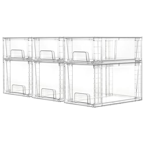 Vtopmart Clear Stackable Storage Drawers, 6 Pack Medium Organizer Set - style: 3 Medium+3 Small