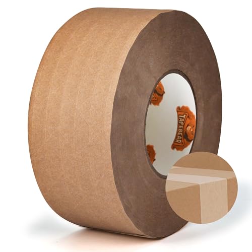 TAPEBEAR Water Activated Tape 2.75inch x 450ft Reinforced Packing Tape - size: 2.75inch x 450ft