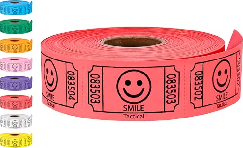 Tacticai 500 Smile Raffle Tickets, Single Roll, Red - color: Red