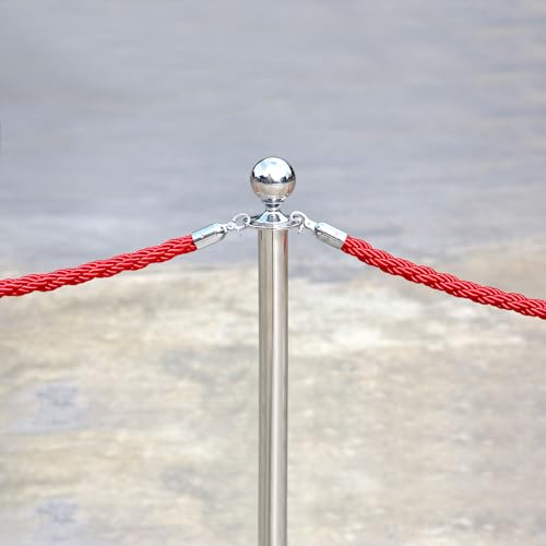 PATIKIL Stanchion Rope 1.5m/5Ft Barrier Red Silver 2 Pack - color: Red/Silver