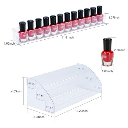 KINGROW Nail Polish Organiser 3 Tier Clear Desktop Rack Easy Assembly - size: 3 Layers