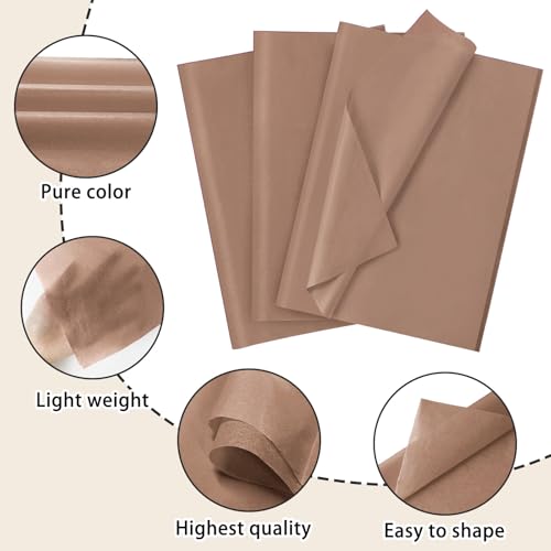 120 Sheets 14 x 20 Inch Brown Tissue Paper for Gift Bag Wrapping - color: Brown