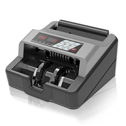 Money Counter - Advanced UV/MG Counterfeit Detection, Fast & Accurate Dollar Bill Counting, 1,300 Bills/Min, User-Friendly, Durable 24/7 Operation, 2-Year Warranty, Black & Gray