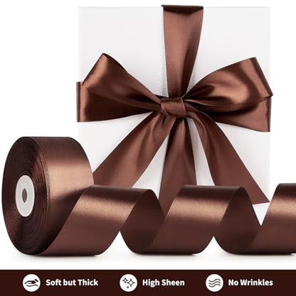 Mauproy Brown Satin Ribbon, 1-1/2 Inch, 50 Yards - color: Brown