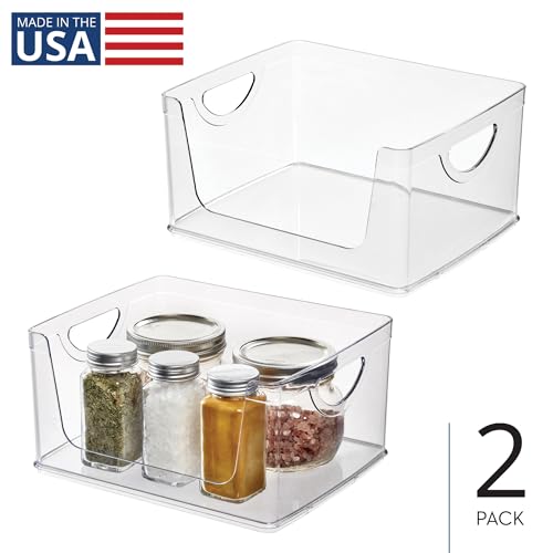 iDesign Stackable Open-Front Storage Bin with Handles, Set of 2, Clear - style: Pack of 2