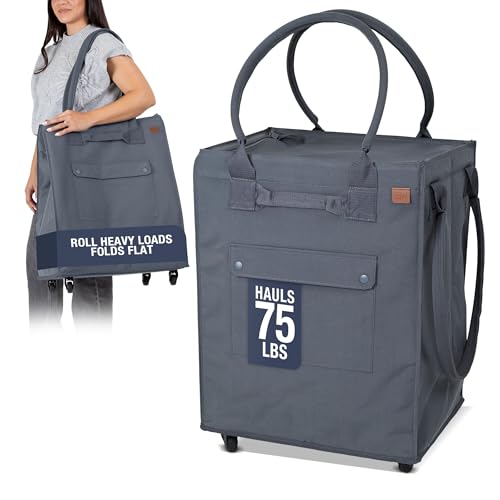CleverMade Rolling Tote Bag With Wheels, 90L, 75 lb, Gunmetal - color: Gunmetal, size: 90l