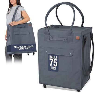 CleverMade Rolling Tote Bag With Wheels, 90L, 75 lb, Gunmetal - color: Gunmetal, size: 90l