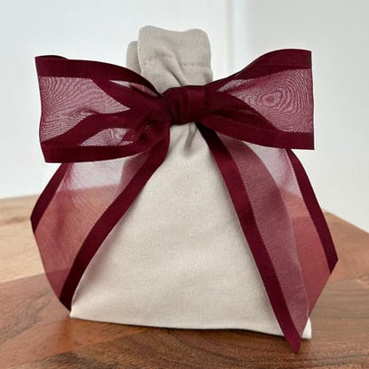 Pre-Tied Burgundy Organza Bows - 4 1/2" Wide, Set of 12, Fall - color: Burgundy Organza