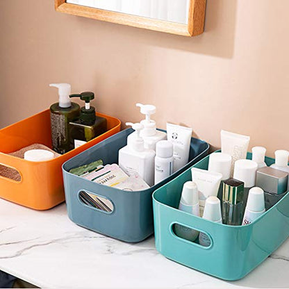 OWill 7 Pcs 2.1 L Plastic Storage Bins and Baskets for Efficient Home Classroom Organization Small Containers in Multicolour for Kitchen, Cupboard box, and Bathroom Organizer on Shelves and Tubs - size: 7Pcs Small