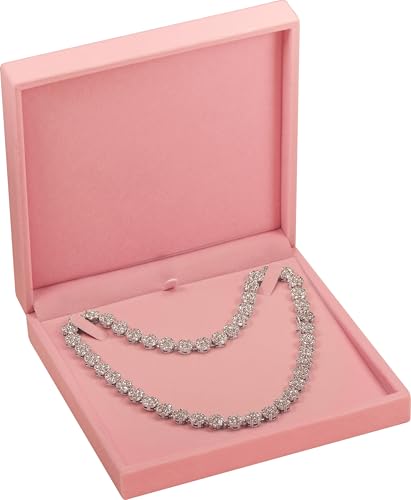 LAODA Pink Velvet Big Necklace Gift Box Choker Pearl Chain Storage - color: Pink