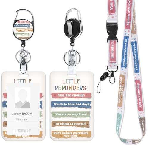 Positive Reminder Lanyard with ID Badge Holder and Retractable Badge Reel - color: Positive Quotes