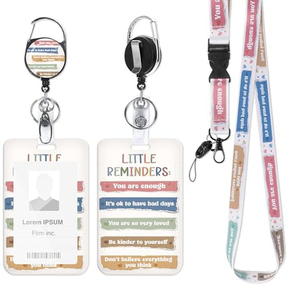 Positive Reminder Lanyard with ID Badge Holder and Retractable Badge Reel - color: Positive Quotes