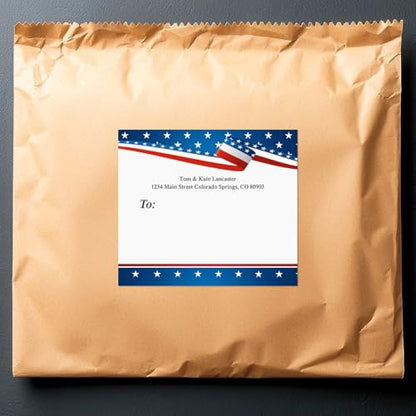 Colorful Images USA Proud Patriotic Personalized Package Shipping Labels, Add Names & Addresses, Set of 36 Easy Peel Flat Mailing Address Label Sheets, 3⅞” x 3⅜”, 1 Design - style: USA