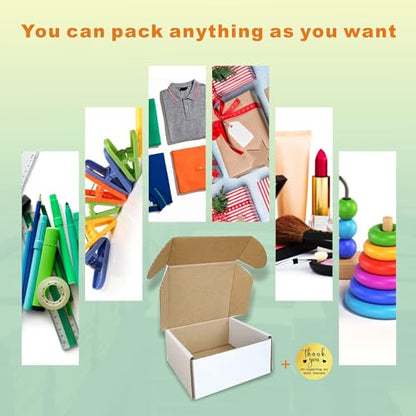 50 Pack 4x4x2'' Small Shipping Boxes, Corrugated Cardboard Mailers for Business, with Thank you stickers, White (CM442-TKS)