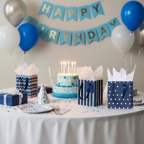 Tenare 12 Pcs Small Gift Bags Bulk,4 x 2.75 x 4.5 Inch,Blue Silver - color: Blue Silver, size: 4 x 2.75 x 4.5 Inch