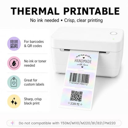 Holographic Pink Thermal Labels 2 × 3 Inch Vinyl Stickers 300 PCS - color: Holographic Pink, size: 2 × 3 Inch
