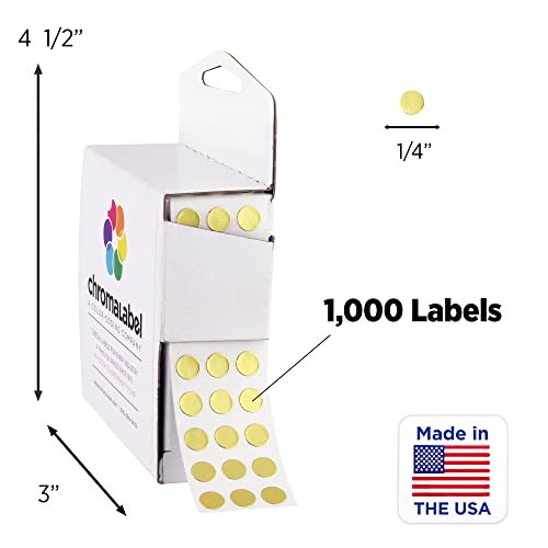 ChromaLabel Metallic Gold Circle Stickers, 1/4 Inch, 1000/Box - color: Gold, size: 1/4"