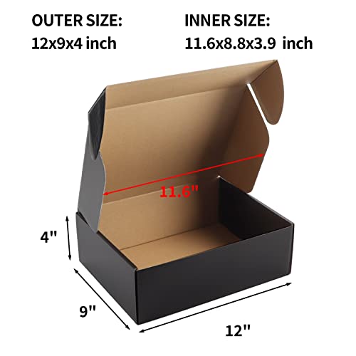 Hoikwo 20 Packs Black 12x9x4 Medium Shipping Boxes - color: Black(Glossy), size: 12x9x4-20 Pack