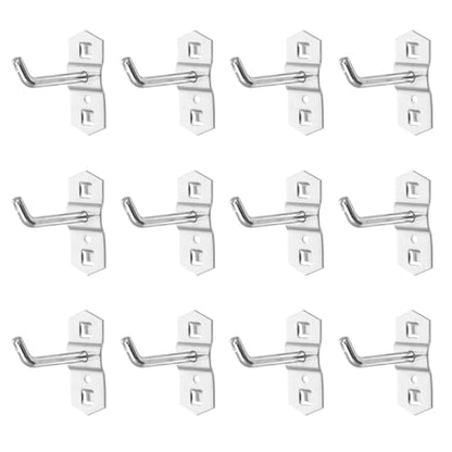 Garneck 12 Pcs Metal Square Peg Board Hooks - Heavy Duty Display Hooks for Supermarket Shelf Rack - Hanging L Style Screw Hook Pegboard Wall Organizer Tool Accessory