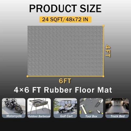 StellarStar 4x6 FT Garage Floor Mat, 2.8mm Thickened PVC Diamond Plate - color: Gray, size: 4x6 FT