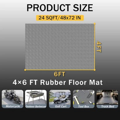 StellarStar 4x6 FT Garage Floor Mat, 2.8mm Thickened PVC Diamond Plate - color: Gray, size: 4x6 FT