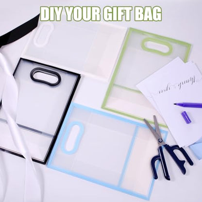 GAWBYET 24 Pcs Clear Plastic Gift Bags with Handles,Blue - color: (Blue-12x10x5 Inch)