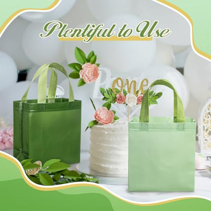 Sweetude 16 Pcs Sage Green Gift Bags, Reusable Non Woven Tote with Handles - color: Sage Green