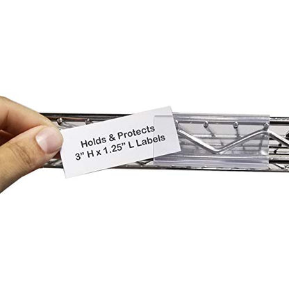 Wire Shelf Label Holder, Metro & Nexel Clear Plastic Clip On Ticket Holder with Sleeve, 3" x 1.25", 100 Pack - size: 100 Pack