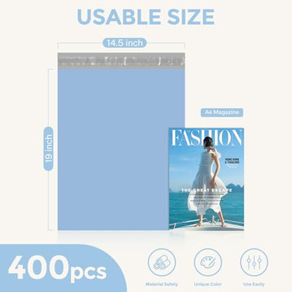 Metronic Poly Mailers 14.5x19 400PC Large Shipping Bags for Small Business - color: Light Blue, size: 14.5x19 400PC