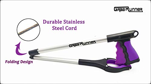 32 inch Foldable GrabRunner Reacher Grabber Tool with Magnetic for Seniors, Disabled, After Surgery Recovery(Dark Purple) - color: Dark Purple