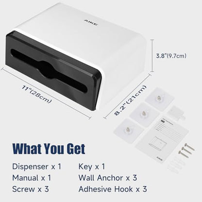 AIKE 200 Sheets Wall Mount Paper Towel Dispenser,Fit Multifold Paper,White - color: White