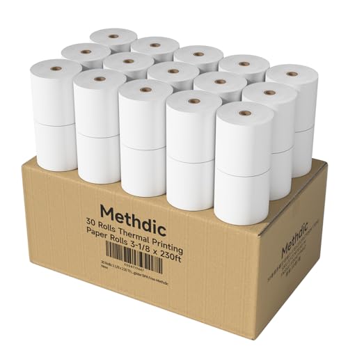 30 Rolls 3 1/8 x 230 Thermal Paper Receipt Rolls 55 GSM Premium Quality Thick paper For POS Cash Register BPA Free-Methdic - style: 30 Rolls