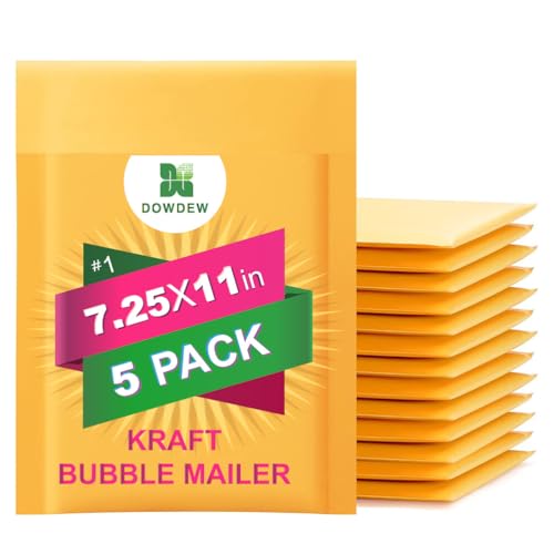 Kraft Bubble Mailers [5 Pack] Shipping Mailing Packing Padded Envelopes #1 (7.25" x 11")