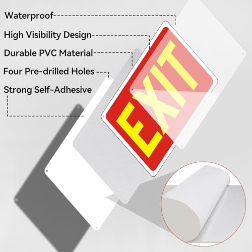 5 Pack Exit Signs, Exit Sign Stickers for Door and Wall Mount - High Visibility Safety Sign, Premium Self-Adhesive Vinyl Easy to Install (Yellow) - color: Exit Sign Yellow